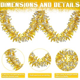 Sosation 100 ft Valentine's Day Tinsel Garland Valentine's Day Tree Garland Bulk Glitter Twist Garland Metallic Streamer Indoor Outdoor Hanging Valentine Decorations (Gold Silver)