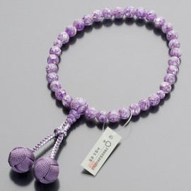 Butsudanya Takita Shoten Women's Prayer Beads, Lavender Shell, 0.3 inch (8 mm) Balls, Pure Silk Odamaki Bontenbo, with a Bag of Beads, Can Be Used in All Sect Kyoto Prayer Beads, Certificate Included