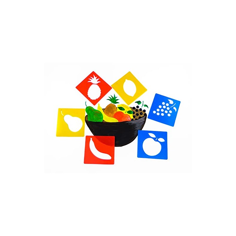 Washable Plastic Stencils - Fruit Themed - Pack of 6