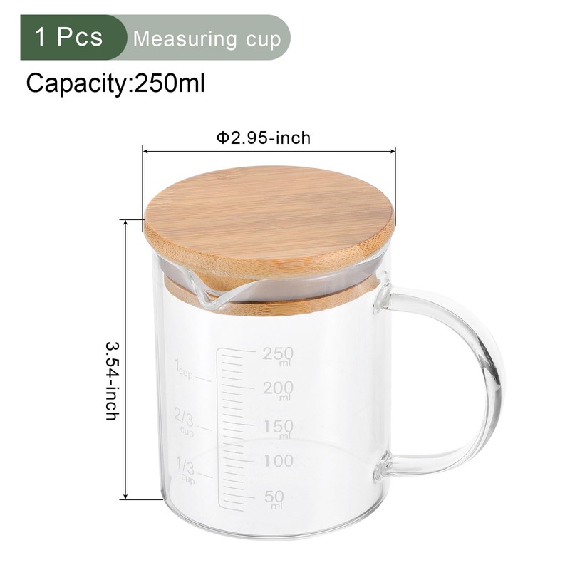 YOKIVE Glass Beaker with Wood Lid, Laboratory Use Liquid Measuring