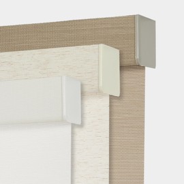 Persilux Light Filtering Cordless Free Stop Roller Blinds Natural Woven Stripes Fabric Thermal Insulation Privacy Roller Shades for Home,Office,Bedroom,Coffee Color(20" W x 48" H)