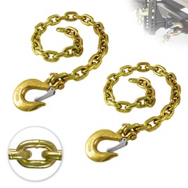 TKK G80 Trailer Safety Chain – 36 Inch Heavy Duty Tow Chain with 3/8'' Clevis Snap Hook – 2-Pack, WLL 25,000 lbs for Towing