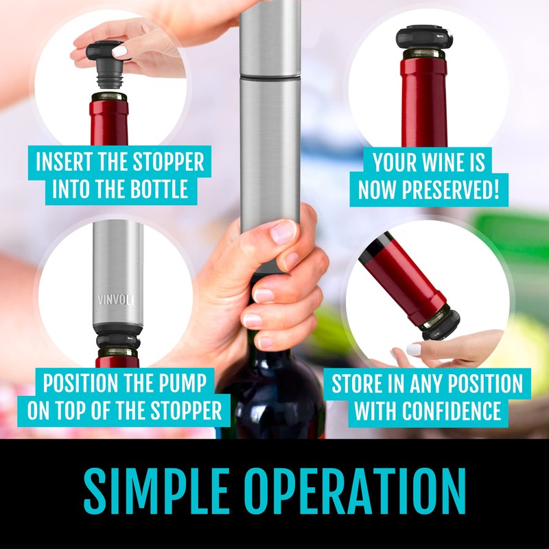 VINVOLI Wine Preserver Set - New 2023 Wine Vacuum Pump