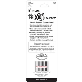 Pilot® FriXion® Ball Clicker Erasable Retractable Gel Pens, Pack of 3, Bold Point, 1.0 mm, Black Barrels, Black Ink