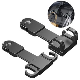 ZUKIDA Adjustable Car Seat Headrest Hook Foldable Storage Headrest Hanger Car Seat Holder Organizer for Wallet, Bag, Clothes, Car Water Bottle Hook, Car Seat Accessories - Pack of 2 (BlackGG09-1)