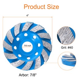 HARFINGTON 5pcs 4 Inch Concrete Grinding Wheels 7/8 Inch Arbor Grinding Cup Wheel with 12 Diamond Segments for 4.5" Angle Grinder Paint Epoxy Coating Removal, Blue