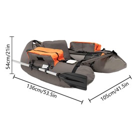 YIYIONCE Inflatable Fishing Float Tube Portable Fishing Boat with Air Pump 286LBS Belly Boat U-Shaped Inflatable Boat with Adjustable Straps for Lakes Rivers Creeks 53.5x41.3 | US Stock (Gray)
