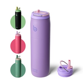 BOTTLE BOTTLE Stainless Steel Water Bottle with Straw Lid and Handle 32 oz Vacuum Insulated Water Bottle for Sports Travel Gym Hiking, Leak-Proof Wide Mouth Water Bottles for Men,violet