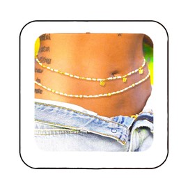 Cosydays Elastic Waist Beads Butterfly Belly Chain Jewelry African Belly Bead for Women