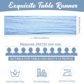 Tranqun 12 Pack 10ft Cheesecloth Table Runner 29 x 120 Inch Boho Gauze Cheese Cloth Table Runner Rustic Sheer Decor for Wedding Bridal Shower Birthday Party(Light Blue)