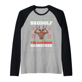 Christmas Brodolf The Red Nose Gainzdeer Funny Raglan Baseball Tee