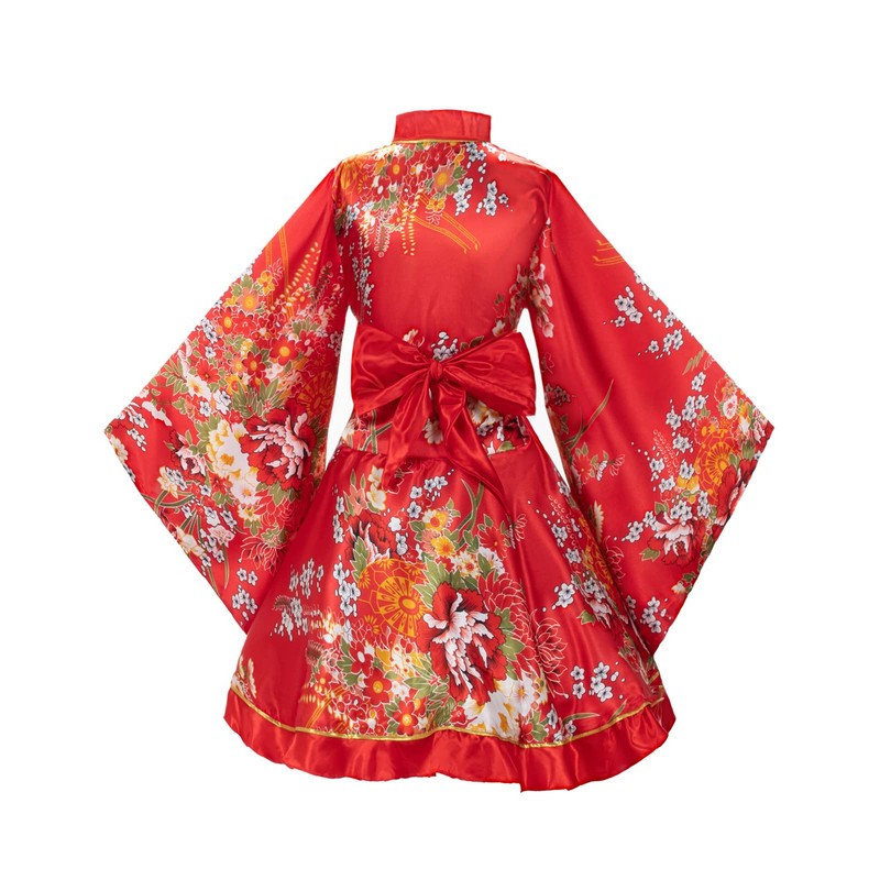 Japanese Anime Women's Dance Kimono Robe Fancy Dress Yukata Silk