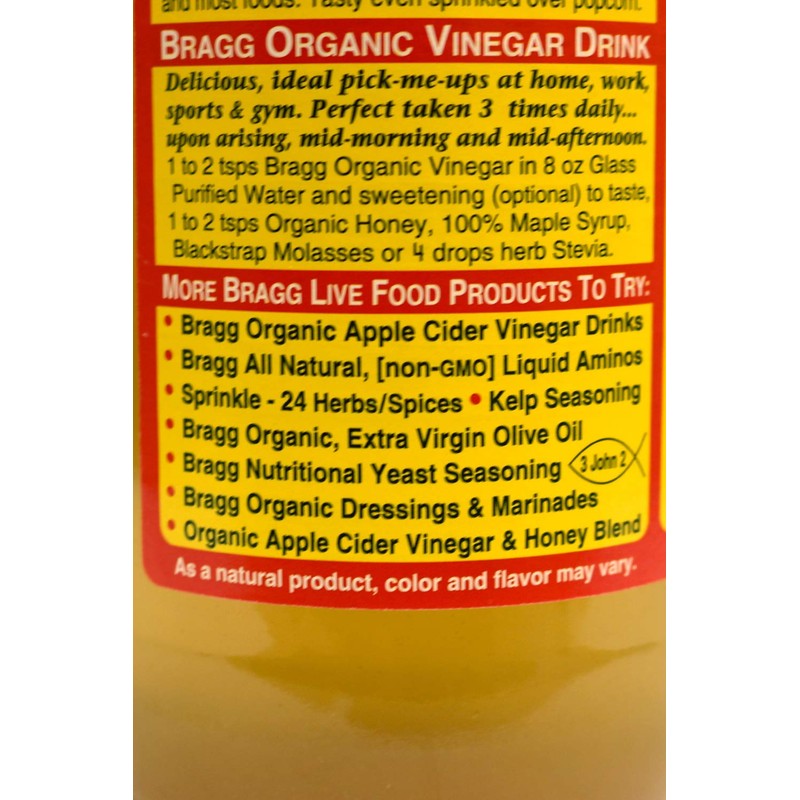 Bragg organic apple cider venigar,16oz, 3 Pack