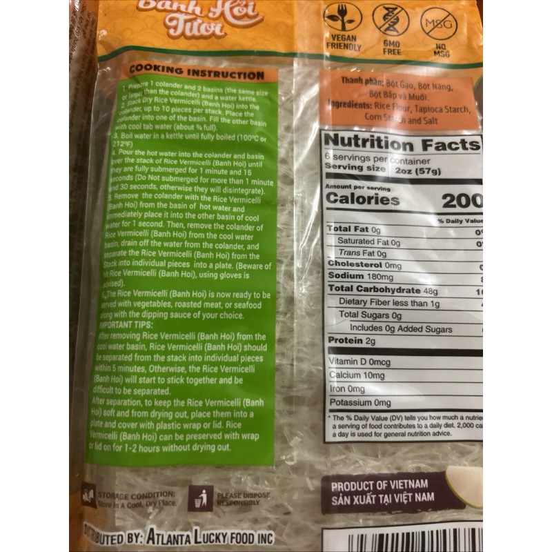 Banh Hoi - Fine Rice Vermicelli - 12 oz /