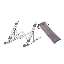 TEHAUX 1Pc Aluminum Alloy Laptop Stand with Level Height Portable Cooling Rack for Laptops Compatible with All Models Silver