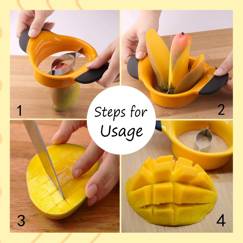 Pwireless Mango Slicer Peeler Cutter Splitter Pitter Divider with Stainless