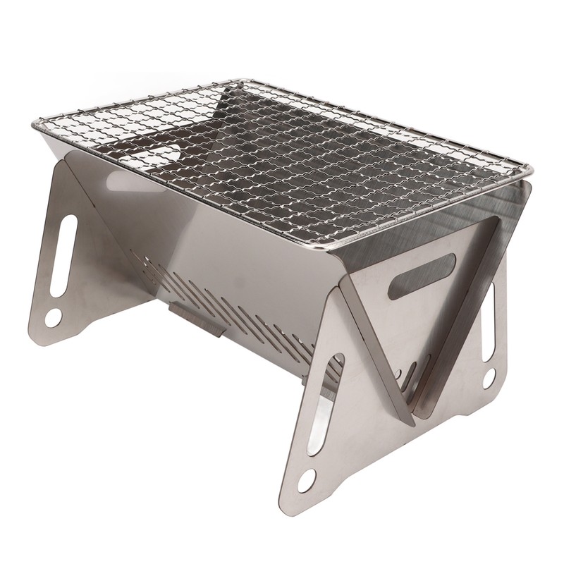 Folding BBQ Grill Heat Resistant Stainless Steel Collapsible Charcoal Grill