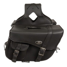 Milwaukee Leather SH665ZB Black Large Braided Zip Off PVC Throw Over Motorcycle Saddle Bag - One Size