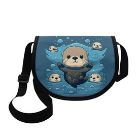 HELLHERO Small Crossbody Purse for Kids Girls Boys Shoulder Wallets, Sea Otter, S