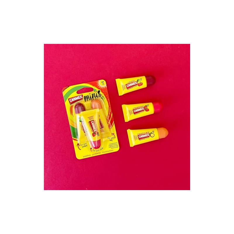 Carmex CARMEX Minis Lip Balm Tube Trio Pack, SPF15 (Cherry,