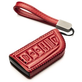 Vitodeco Genuine Leather Smart Key Fob Case with Leather Key Strap Compatible for Acura MDX, Acura RDX 2022 -2025, Acura Integra 2023 - 2025 (5-Button, Red)