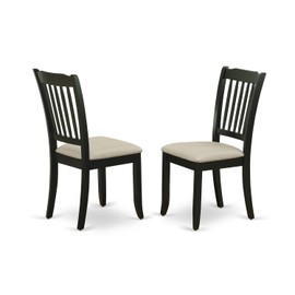East West Furniture DAC-BLK-C Danbury Kitchen Dining Chairs - Linen Fabric Upholstered Wooden Chairs, Set of 2, Black