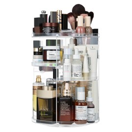 Make Up Organiser Rotatable 360° Rotating Makeup Organiser Cosmetics Makeup Storage Skin Care Organiser Transparent Adjustable Multifunctional for Dresser, Bathroom, Bedroom