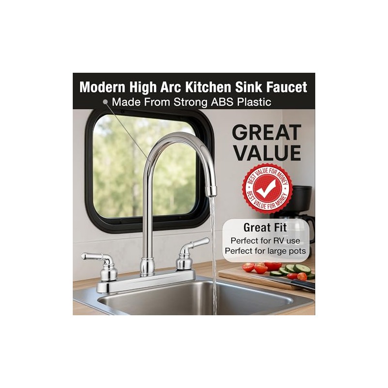 Pacific Bay Lynden Modern High Arc Kitchen Sink Faucet -