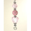 Sweet Pink Glass Heart & Faux Rhinestone Ceiling Fan Pull
