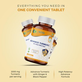 NUTRA LIFE Advanced Turmeric Tablets, 2000mg, with Ginger and Black Pepper, 90 Count