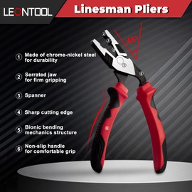 LEONTOOL High Leverage Combination Pliers 7 Inch Angled Head Linesman Pliers with Wire Cutter Heavy Duty Screw Nipper Professional Hand Tool Saving 35 Percent Labour