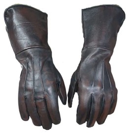 Men's Long Cuff Leather Gloves, Medieval Gloves, Made With Genuine Unlined Sheep Skin Leather, Waxed Brown (X-Large)