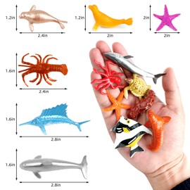 FXMHEHBB 46 Pack Mini Ocean Sea Animals Toys, Assorted Vinyl Plastic Ocean Animal Figures Sea Creatures Toys for Kids Party Favors Educational Toy