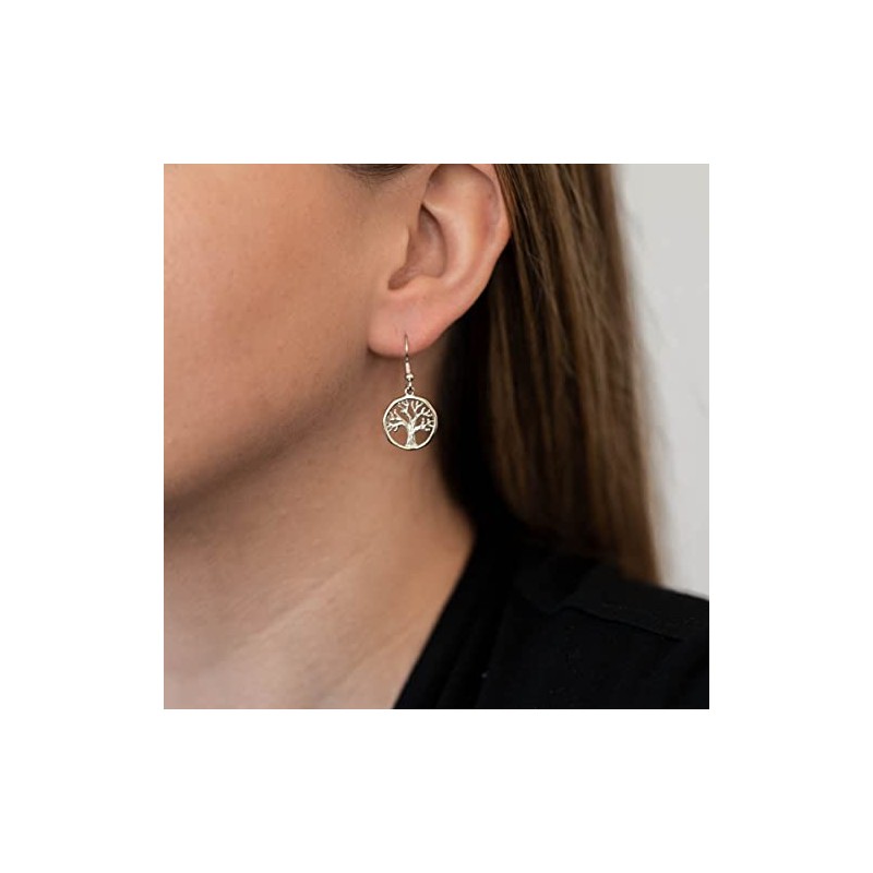 MATERIA Women's Drop Earrings Sterling Silver Celtic Tree of Life