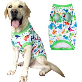 Dog Sleeveless T Shirt Dinosaur Prints Vest Shirt Soft Stretchy Summer Clothes for Extra Large Dog Boys Girls Shirt 2X-Large,Green