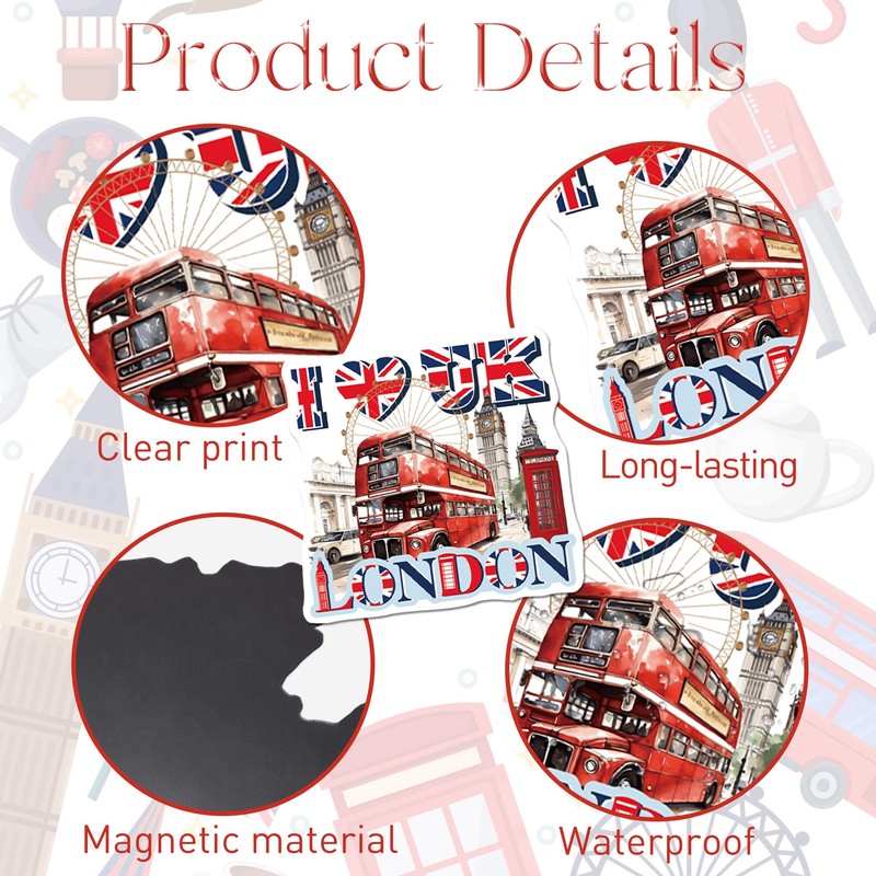 16PCS London Fridge Magnets, England London Icons Themed Refrigerator Locker
