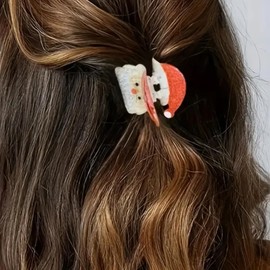 Christmas Hair Clips, Santa Claus Hair Claw Clips Glitter Xmas Hair Jaw Clips Acrylic Clamp Clips Nonslip Hair Barrette Clips Small Catch Clips Christmas Hair Accessories Cute Claw Clips for Thin Hair