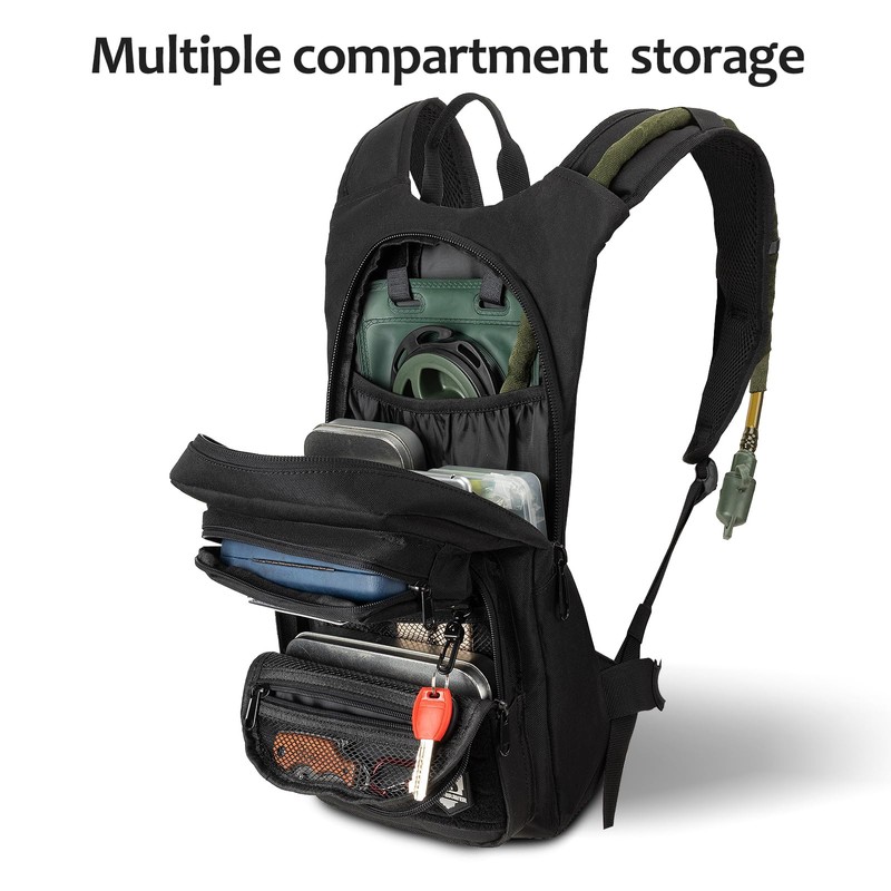 Hydration Backpack Tactical with 3l Water Bladder: Hiking MOLLE Military