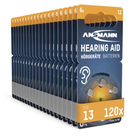 Ansmann ANSMANN Hörgerätebatterien Typ 13 orange P13 PR48 ZL2, 120 Stück, Sparpack, Batterien für Hörgeräte & Hörhilfen, leicht greifbar