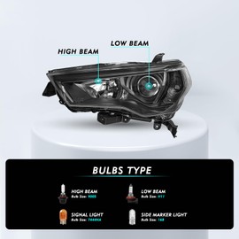 TUSDAR Fits Fits For 2014-2020 Toyota 4Runner Headlights Replacement Assembly, Black Housing with Clear Reflector