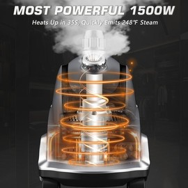 Anthter Steamer for Clothes, 1500W Powerful Standing Garment Steamer with Roll Wheels, 2.4L Water Tank for 90 Mins Continuous Steaming, 35s Fast Heat-up, Perfect for Commercial and Household Use