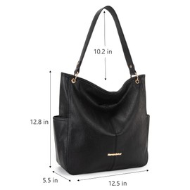 Montana West Hobo Purse for Women 2pcs Handbag Set Shoulder Bag Soft Washed Leather Top Handle Satchel with Wallet MWC2-115BBK