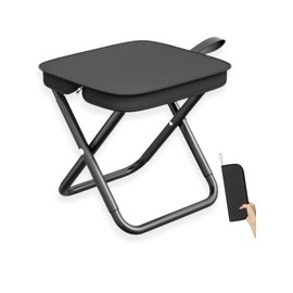 Letics Folding Chair, Outdoor, Lightweight, Convenient to Carry, Portable, Simple Chair, Disaster Prevention, Compact (Black)