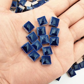 500g Square Ceramic Mosaic Tiles, 500PCS 1 * 1CM Handmade Making Creative Micro Mosaic Pieces for Lovers DIY Mosaic Projects and Home Decorations (Deep Blue)