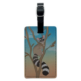 Ring-Tailed Cat Rectangle Leather Luggage Card Suitcase Carry-On ID Tag