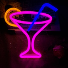Letrero de neón para decoración de pared, cócteles Happy Hour Neon Sign Man Cave Bar Home Art Luz de neón LED hecha a mano para dormitorio, barra de cerveza, señal de luz de neón para hotel, fiesta