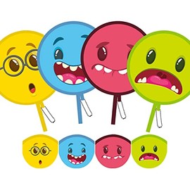 SUJJY 4PCS 4 Styles Foldable Cooling Fans, Handheld Cute Cartoon Monster Face Round Fans for Travel, Events, Indoor & Outdoor (Funny Monster)