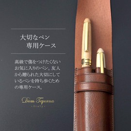 Dom Teporna Genuine Leather Pen Case, 1, 2, 3 Fountain Pen, Simple, Stylish, Italian Leather, Compact, Pencil Case, Pen Holder, Stationery, black, Classic