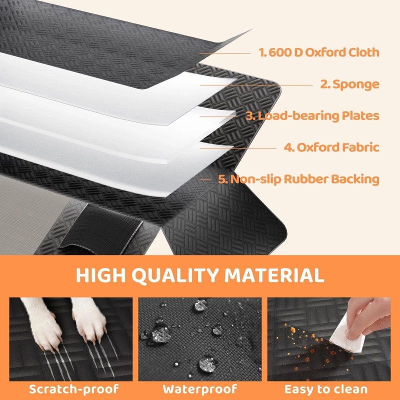 PROZAR Dog Car Seat Cover for Back Seat Hard Bottom
