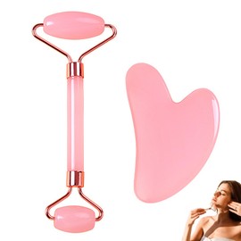 Guasha Tool Face, Face Rollers for Women, Jade Roller and Gua Sha Set, Facial Roller, for Women Girls Men’s Skincare Facial Neck and Body Relieve Facial Tension (Pink)